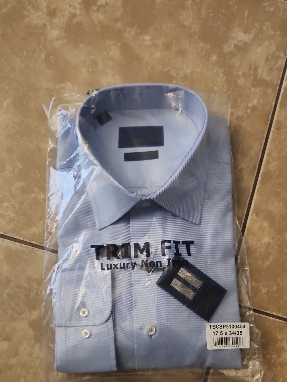 David Donahue Trim Fit Luxury Non Iron Men’s Dress Shirt - Light Blue